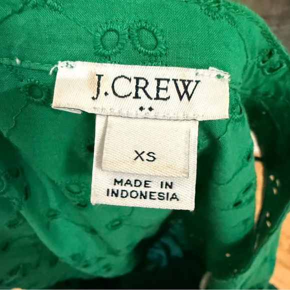 J.Crew Eyelet Fit & Flare Dress Kelly Green Wedding Guest Resort Knee Length XS - Picture 10 of 10